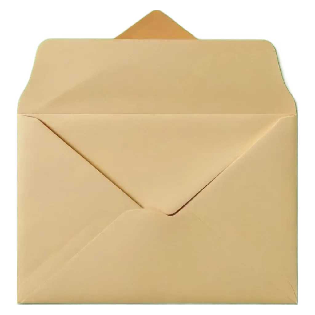 An envelope with a triangle on the top edge is empty.