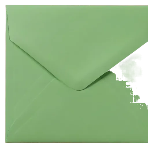 A bright green envelope with a white background.