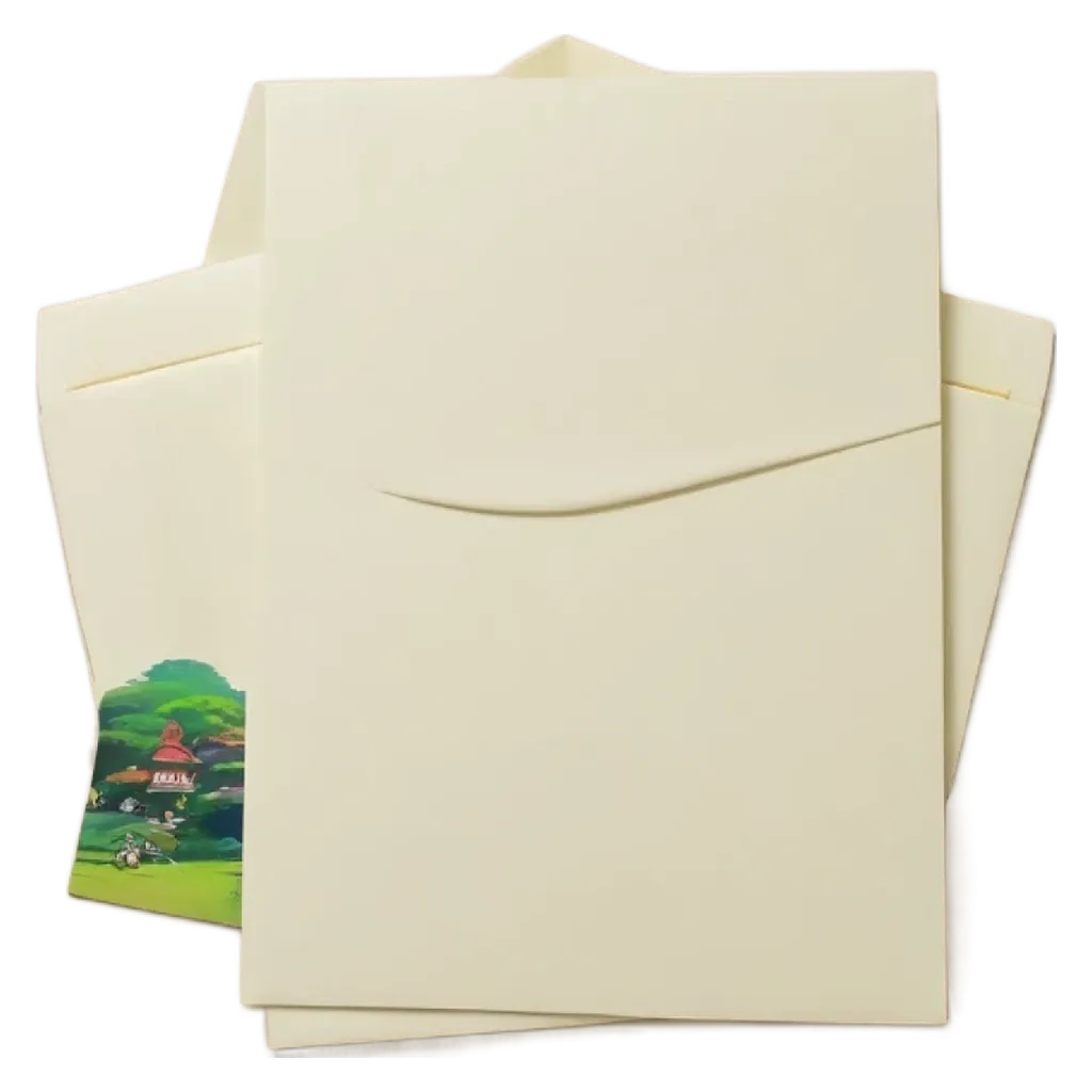 A stack of cream envelopes with a drawing of a house on the front.