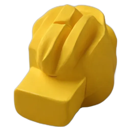 A yellow plastic object that looks like a hat.