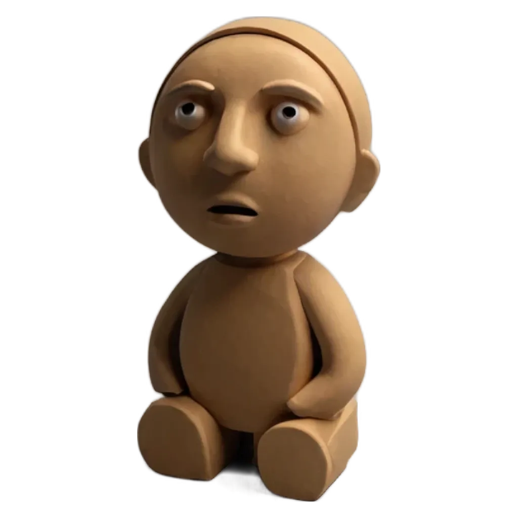 A clay figure with a black background.