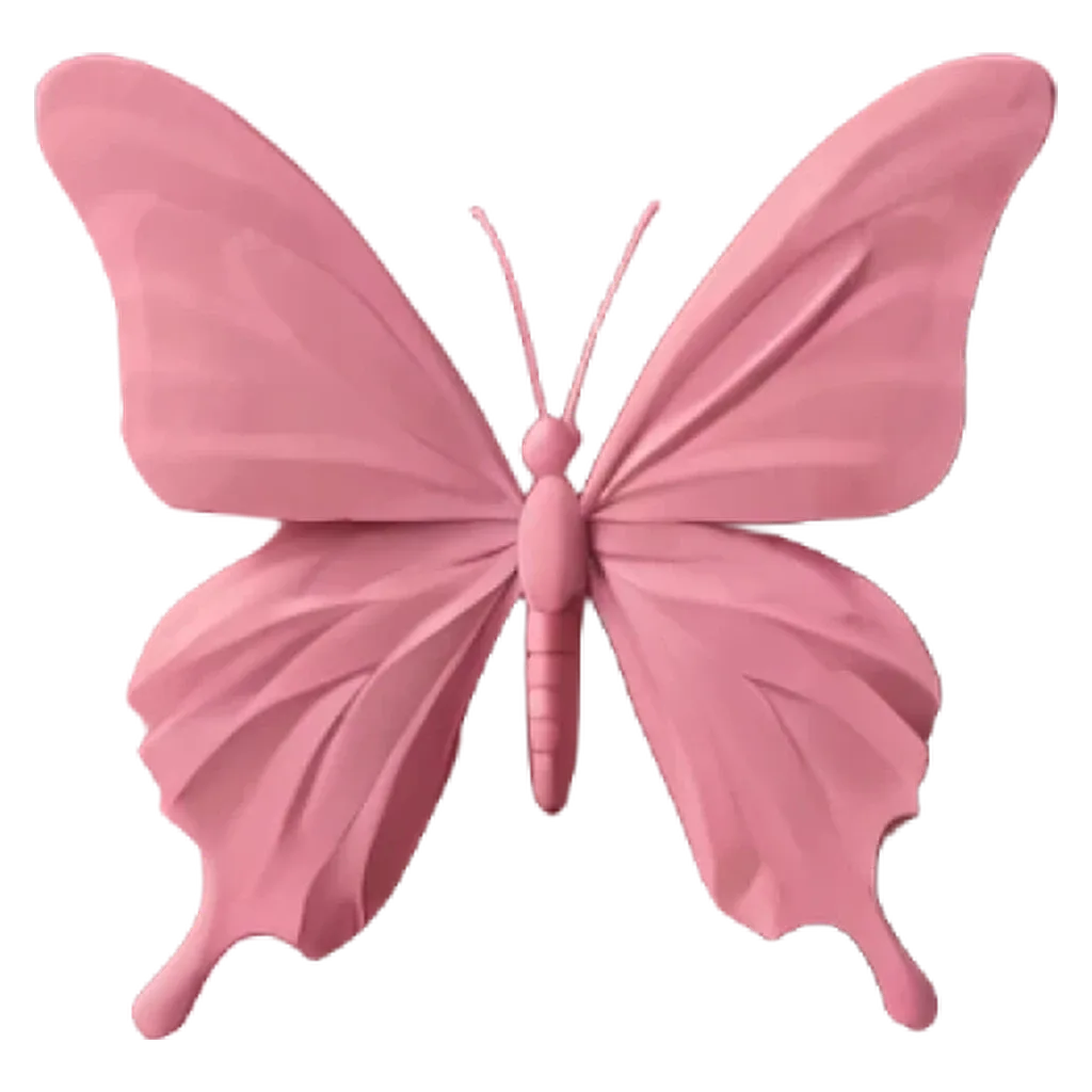 A butterfly is painted in pink on a black background.