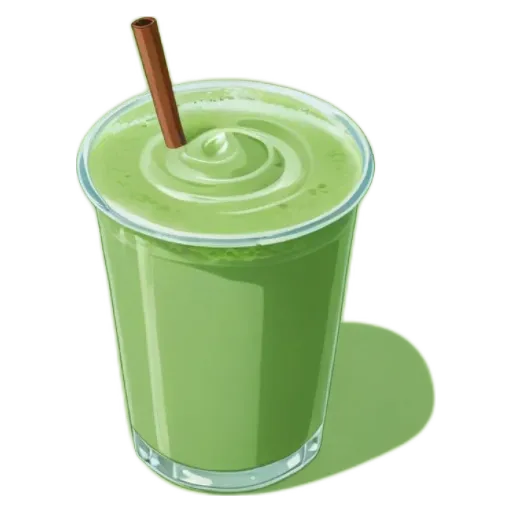 An image of a drink with a green color.