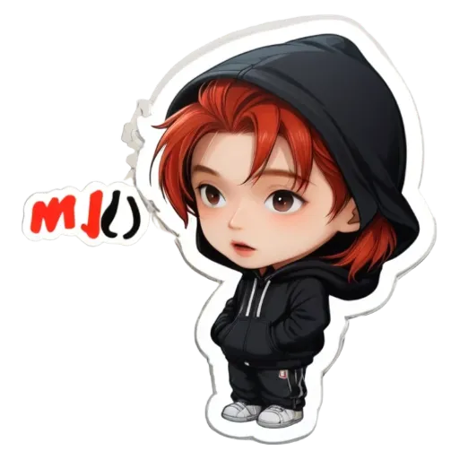 A girl wearing a black hoodie and red hair is standing with her hands in her pockets.