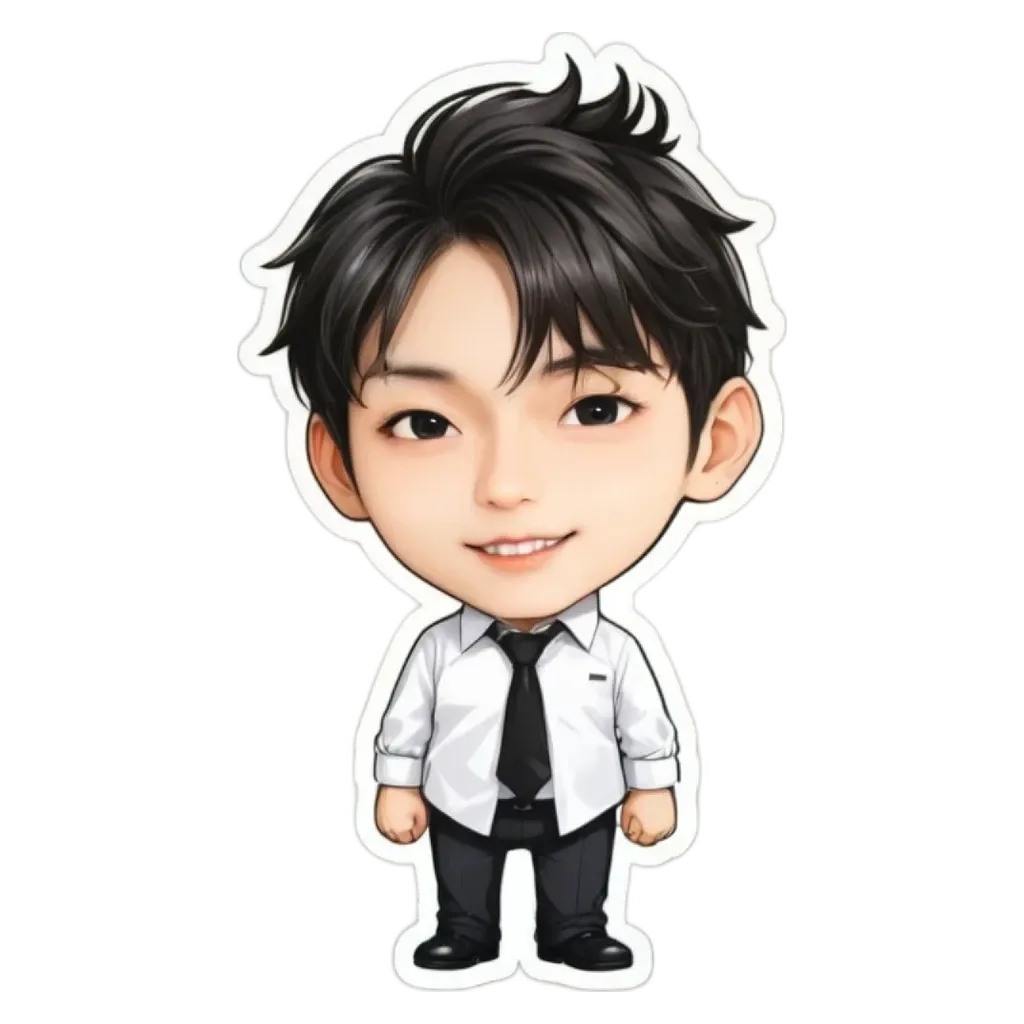 A boy wearing a white shirt and black tie.