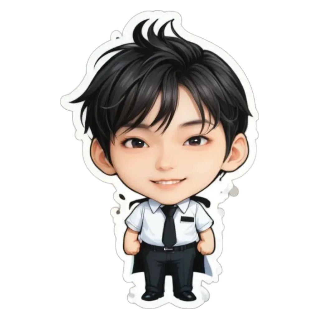 A boy wearing a white shirt and black tie is standing up.