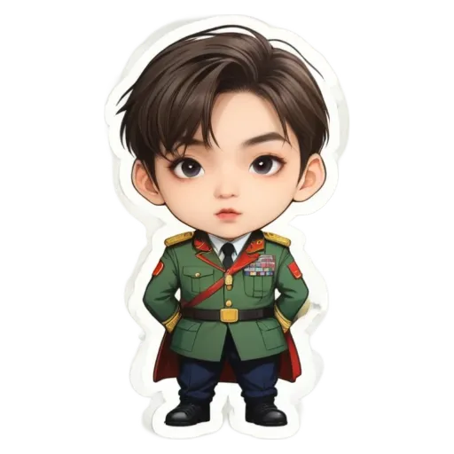A military style green and black cartoon character.