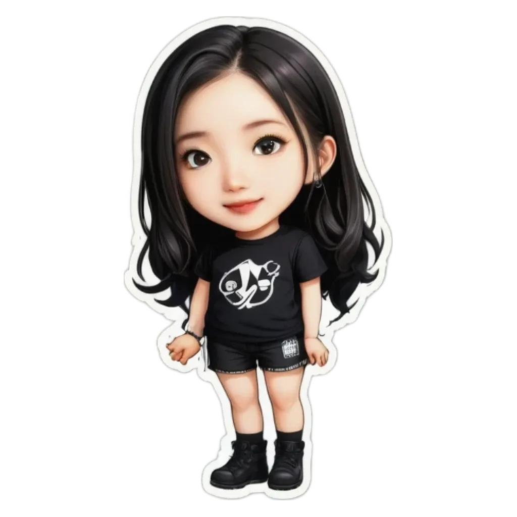 A girl that has a huge nose and is wearing a black shirt.