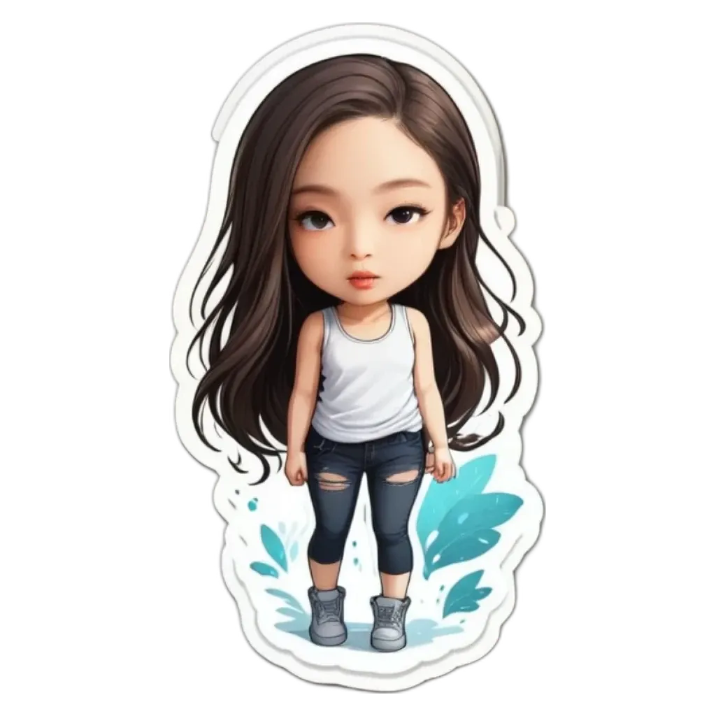 A sticker of a girl with a black eye.