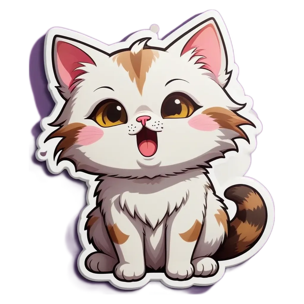 A cat with a smiley face sticker on it.