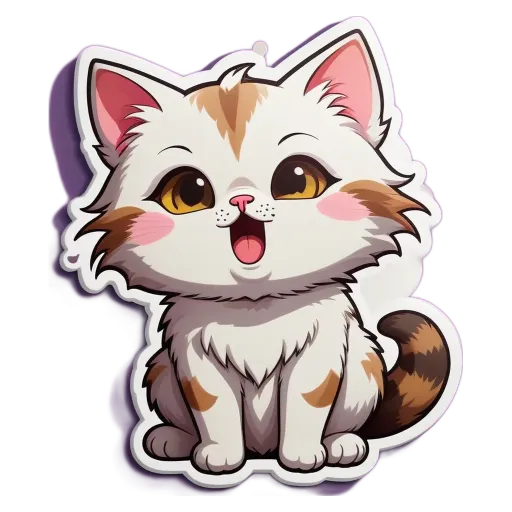 A cat with a smiley face sticker on it.