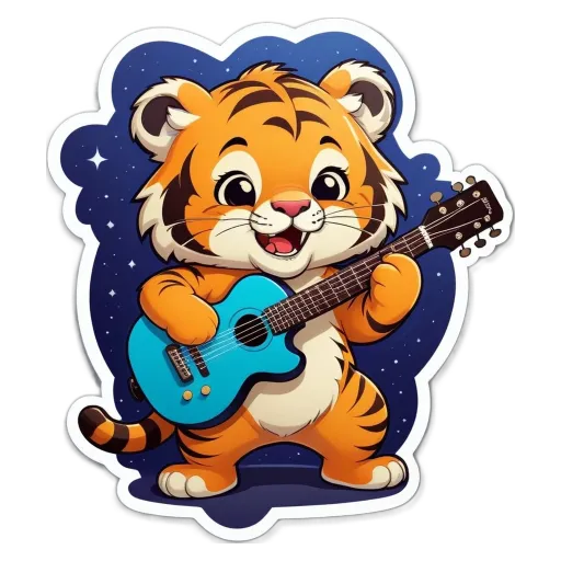 A cartoon tiger playing the guitar is displayed.