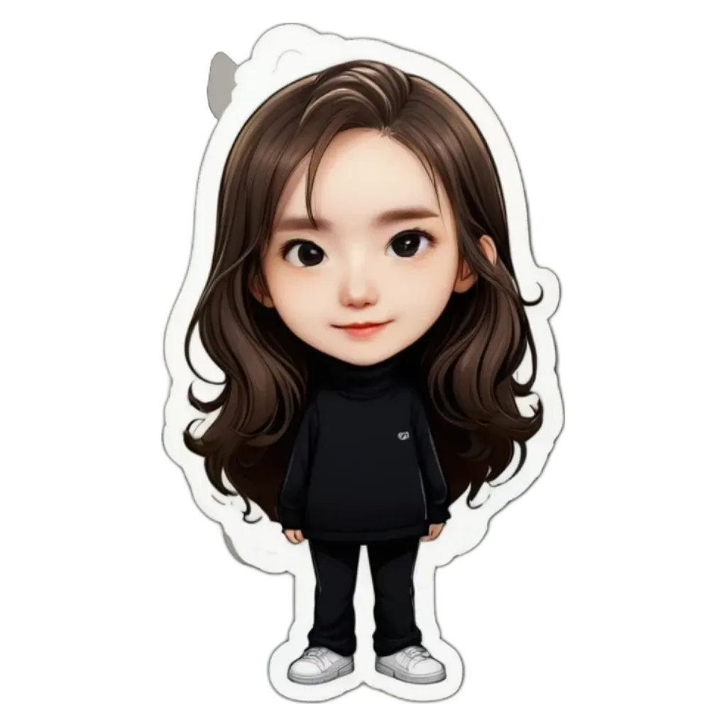 A girl is standing with her head turned to the right.