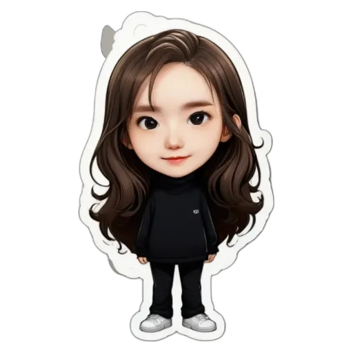 A girl is standing with her head turned to the right.