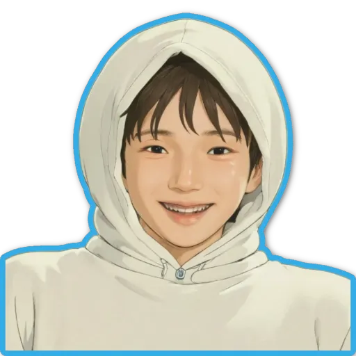 A boy wearing a white hoodie is smiling.