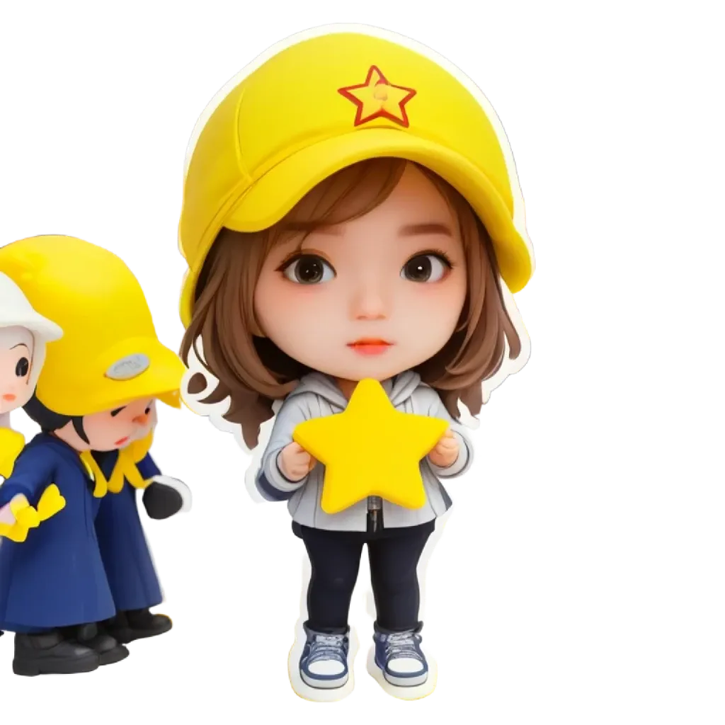 A girl is holding a star that is too bright and is also a figurine.