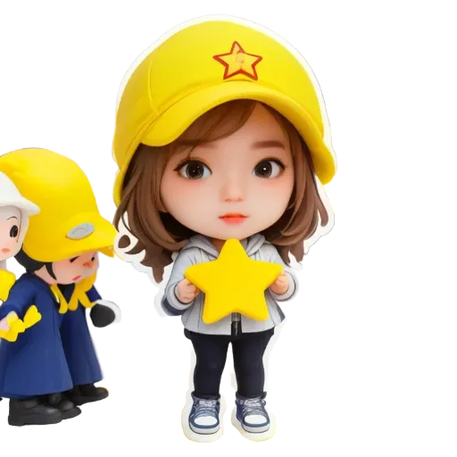 A girl is holding a star that is too bright and is also a figurine.