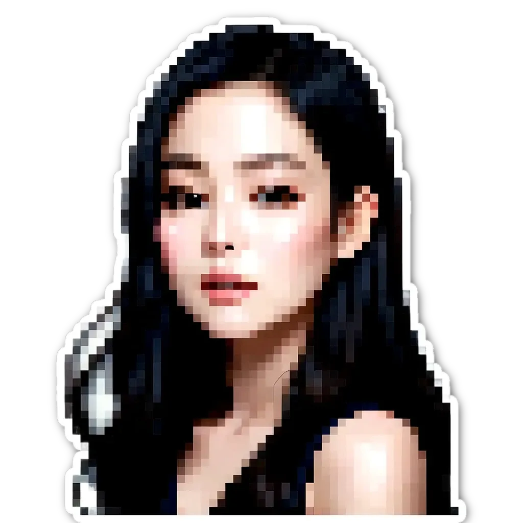 A woman portrait that is generated using pixel art.