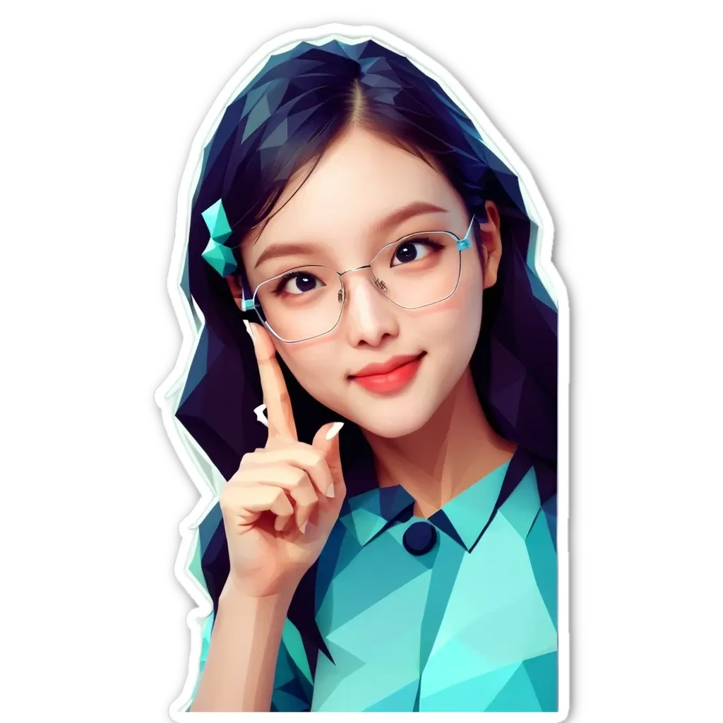 A girl wearing glasses and pointing to something.