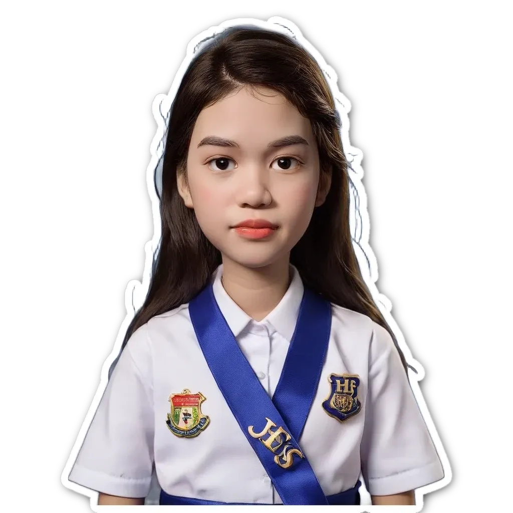 A sticker of a girl wearing a uniform that says JIS.