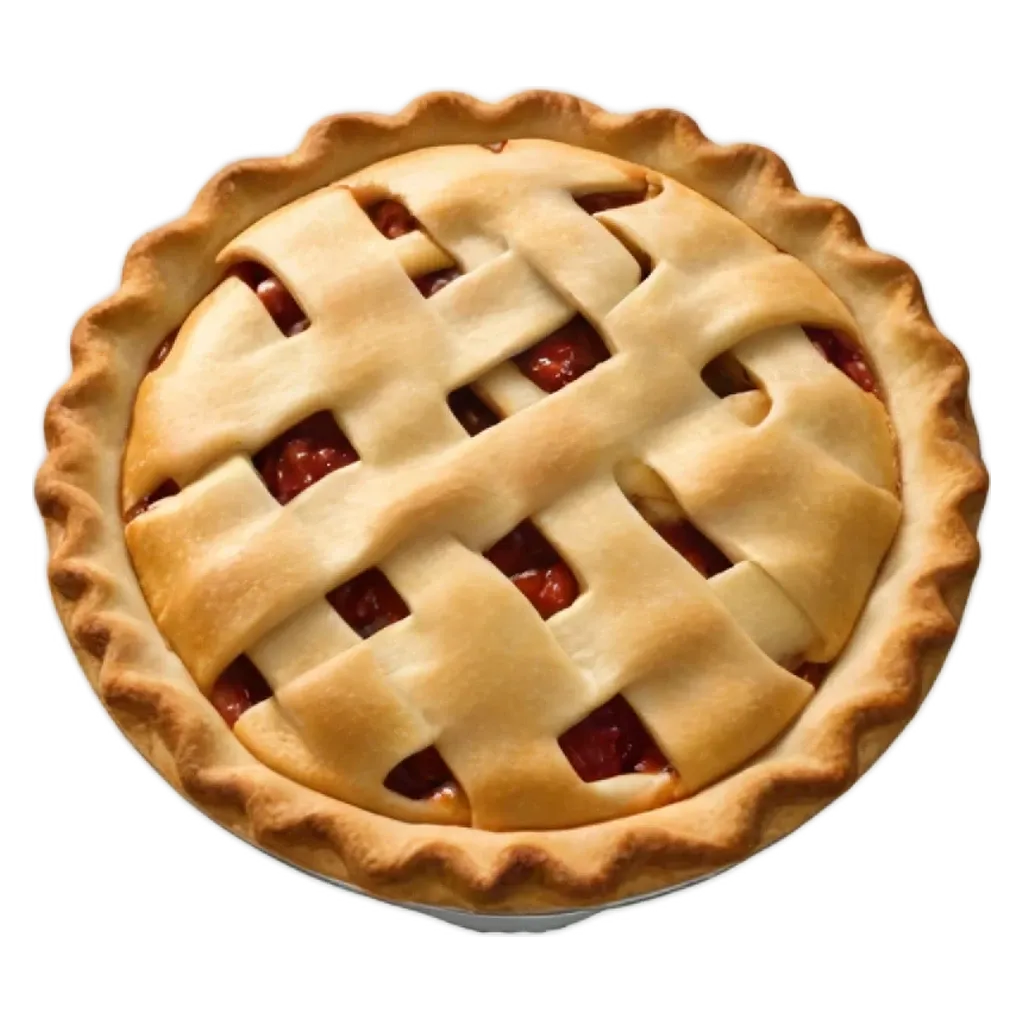 A pie with lattice crust and fruit on top.