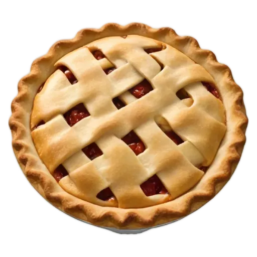 A pie with lattice crust and fruit on top.