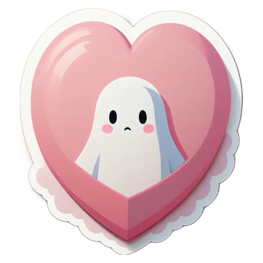 A ghost is inside of a heart shaped box.