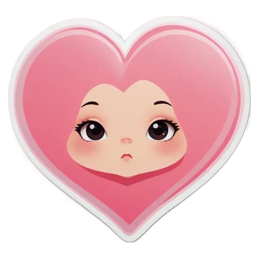 A heart with a girl's face on it in pink.