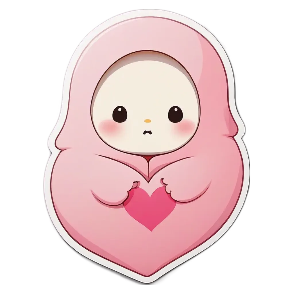 A heart is drawn on a blanket with a bunny wearing a hood.