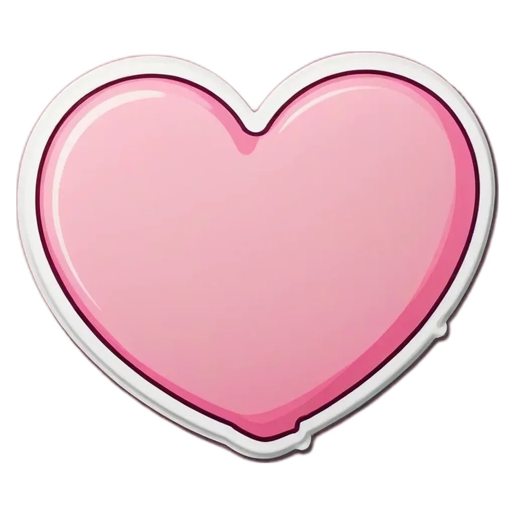 A pink heart shape sticker on a black background.