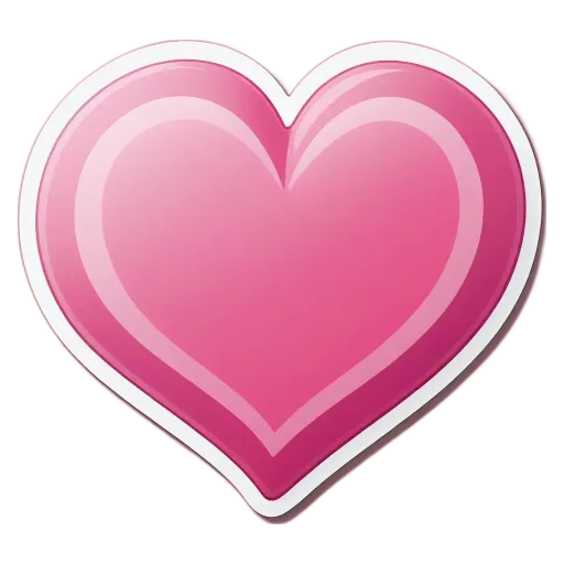 A pink sticker of a heart on a black background.