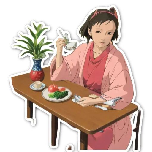 A woman is sitting at a table eating something out of a bowl.