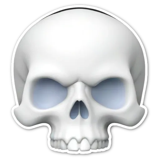 A white skull is surrounded by green and blue coloring.