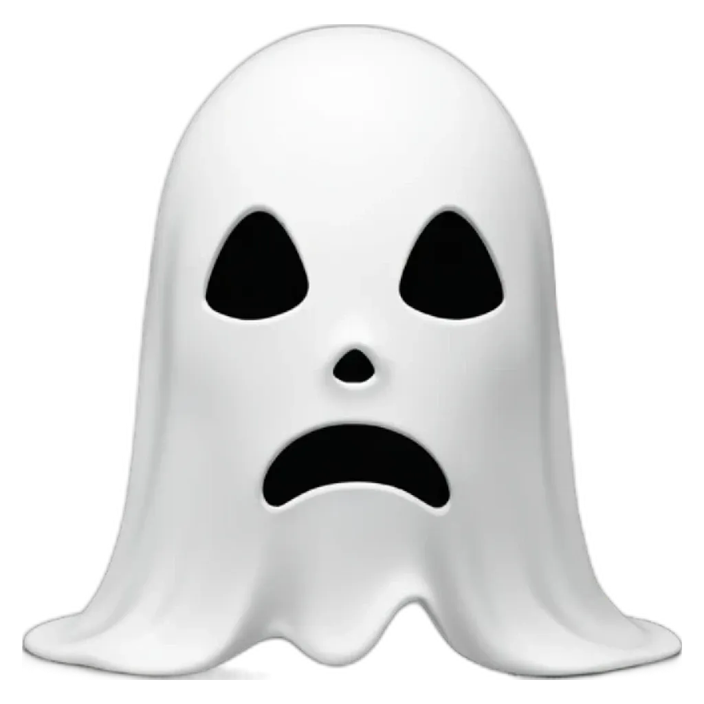 A ghost with a frown on its face.