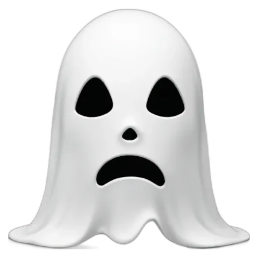 A ghost with a frown on its face.