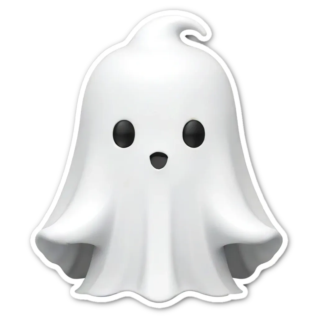 A ghost that is white and has a black eye.