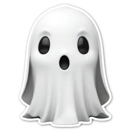 A ghost with a mouth and twoY's are on a black background.