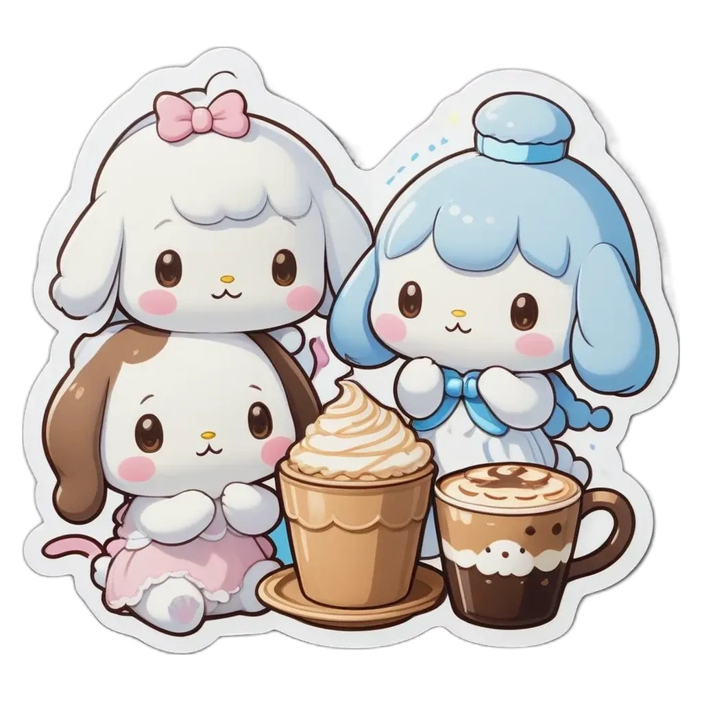 Three cute animals sitting together and holding things.