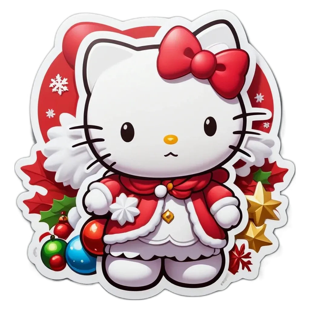 A Hello Kitty picture is displayed with a snowflake background.