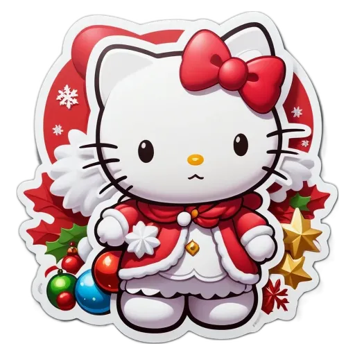 A Hello Kitty picture is displayed with a snowflake background.