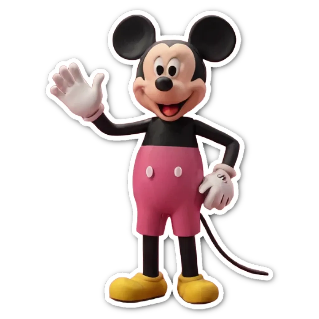 A Mickey Mouse character is standing on a black background.