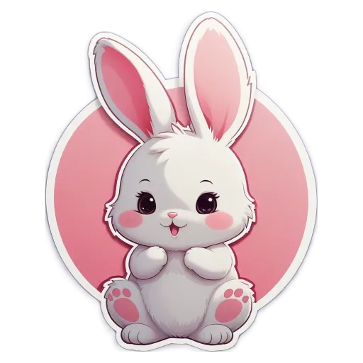 A cartoon rabbit on a pink background.