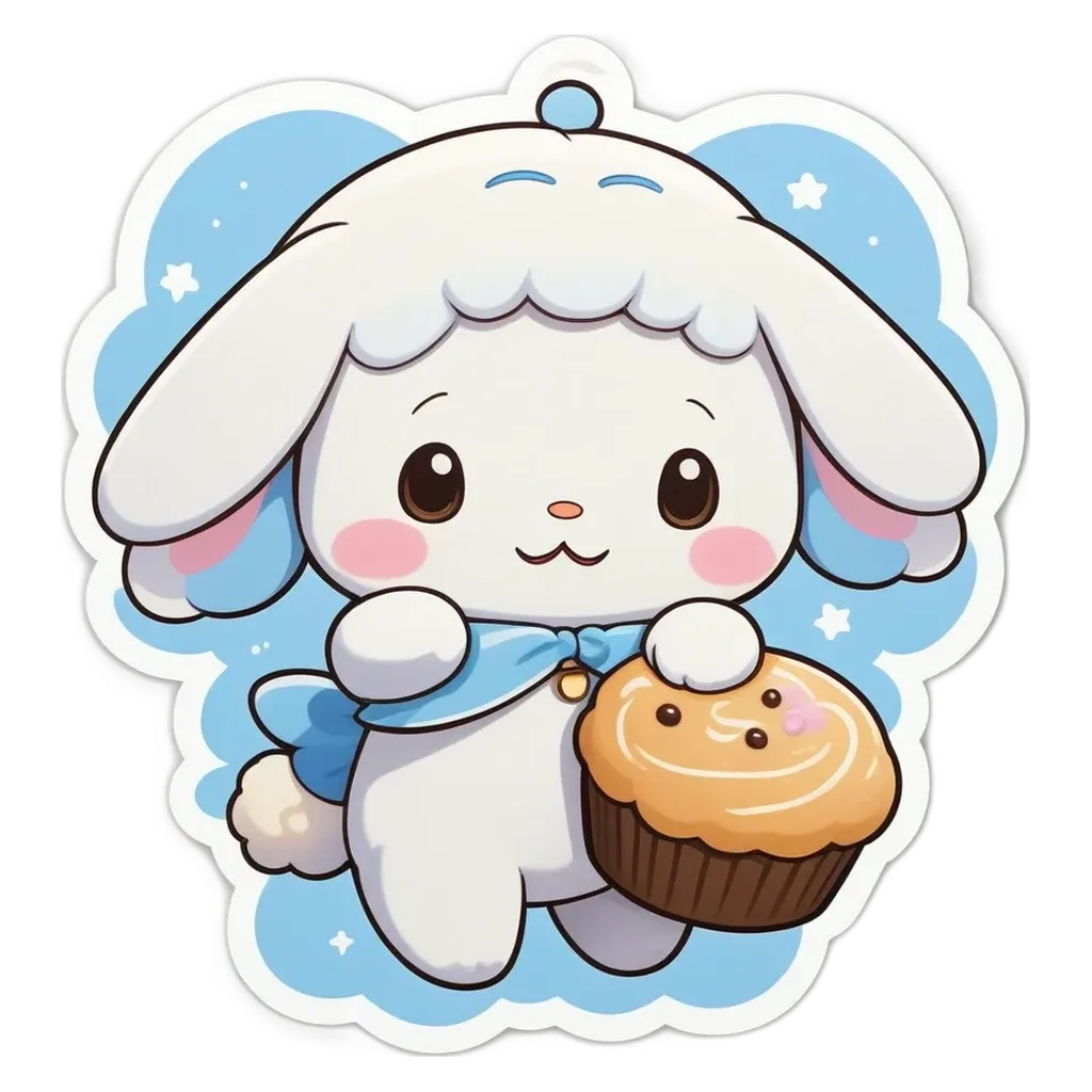 A bunny holding a cupcake in its paws.