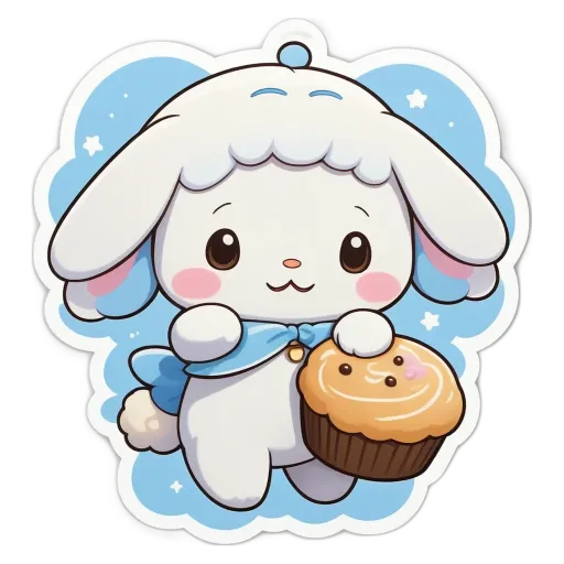 A bunny holding a cupcake in its paws.