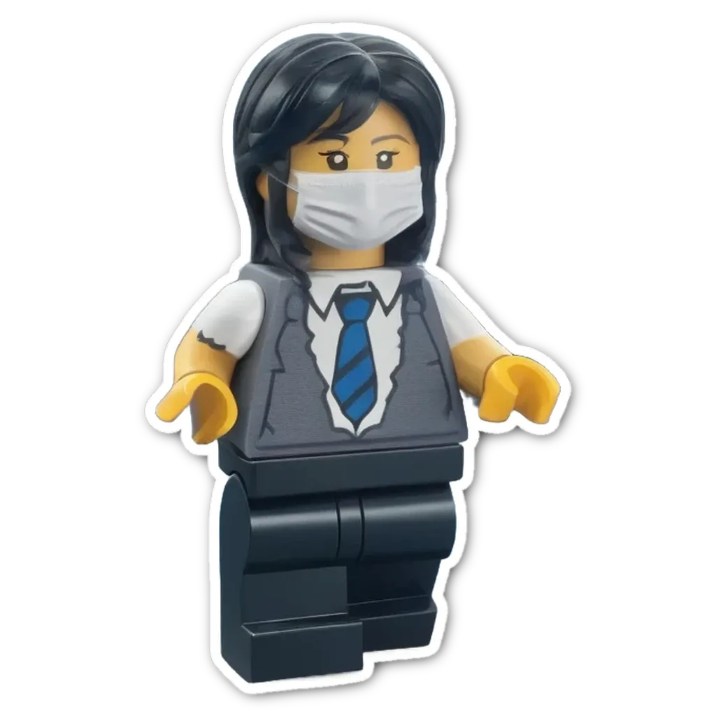 A lego person wearing a mask and tie.