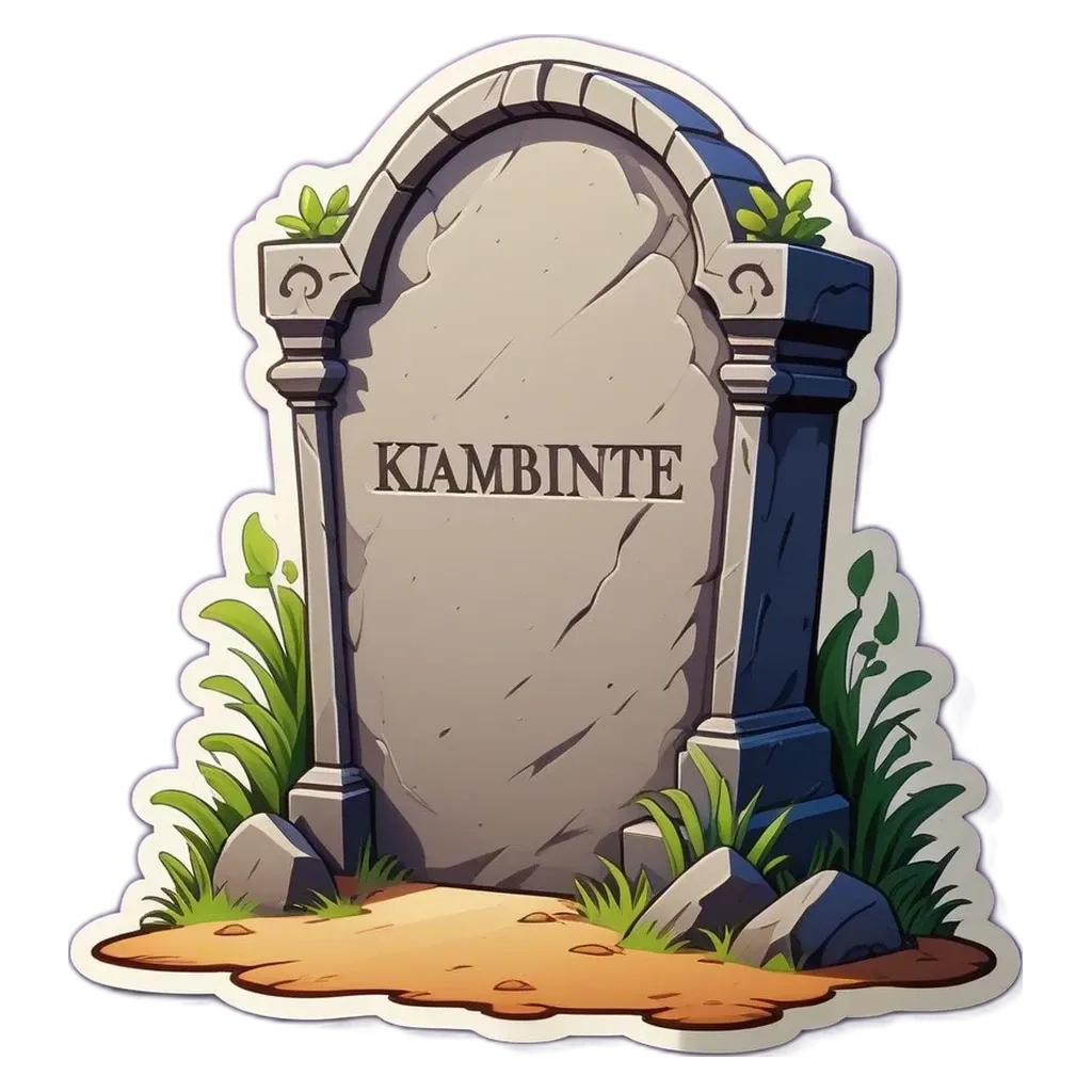 A headstone with the name "Kiambe" written on it.