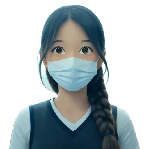 A young girl wearing a face mask.