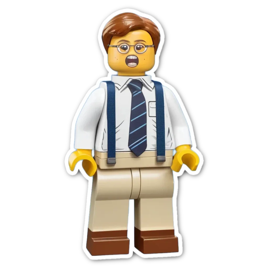 A lego boy that is wearing a white shirt and tie.