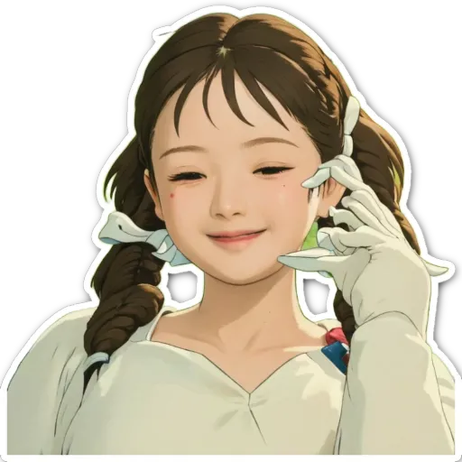 A girl with her hands behind her ears is smiling.