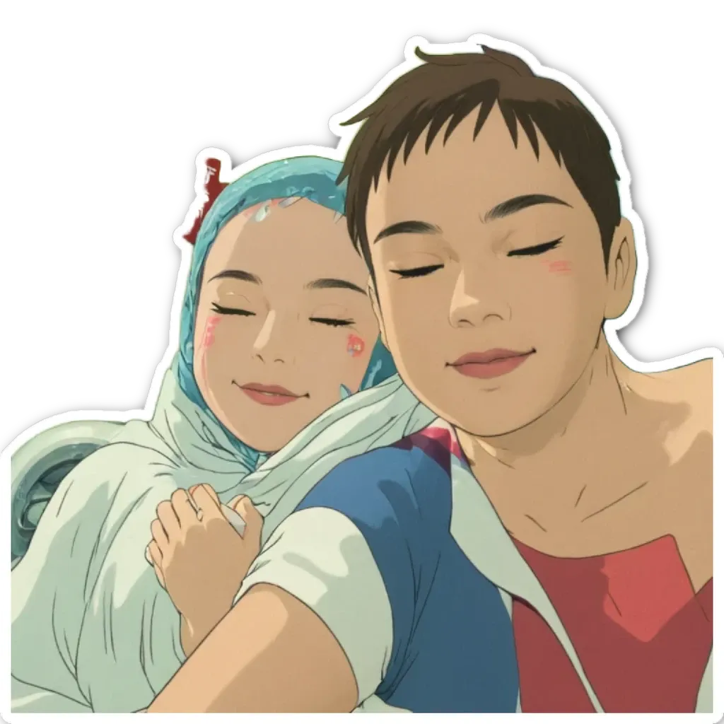 A boy and girl wearing head wraps.